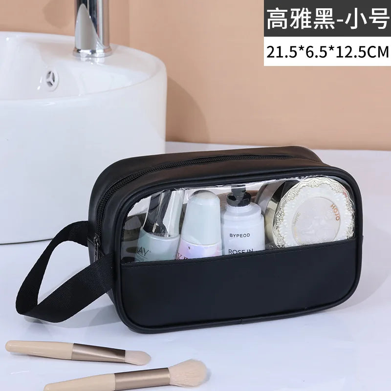 Bolsa cosmética de viagem portátil feminina, bolsa de maquiagem transparente de grande capacidade para banho, multifuncional, à prova d'água, estojo de armazenamento