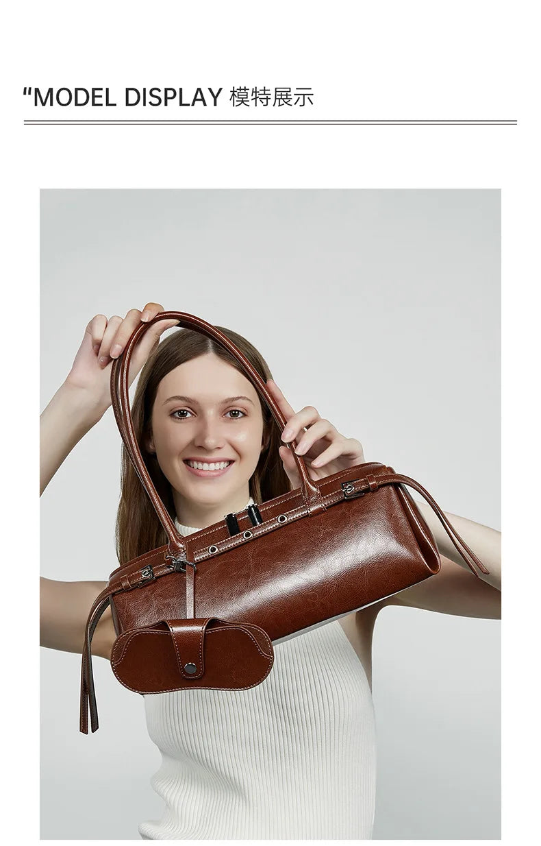 2025 nova bolsa de ombro feminina de couro genuíno luxo senhoras bolsa baguette saco feminino commuter compras axilas saco