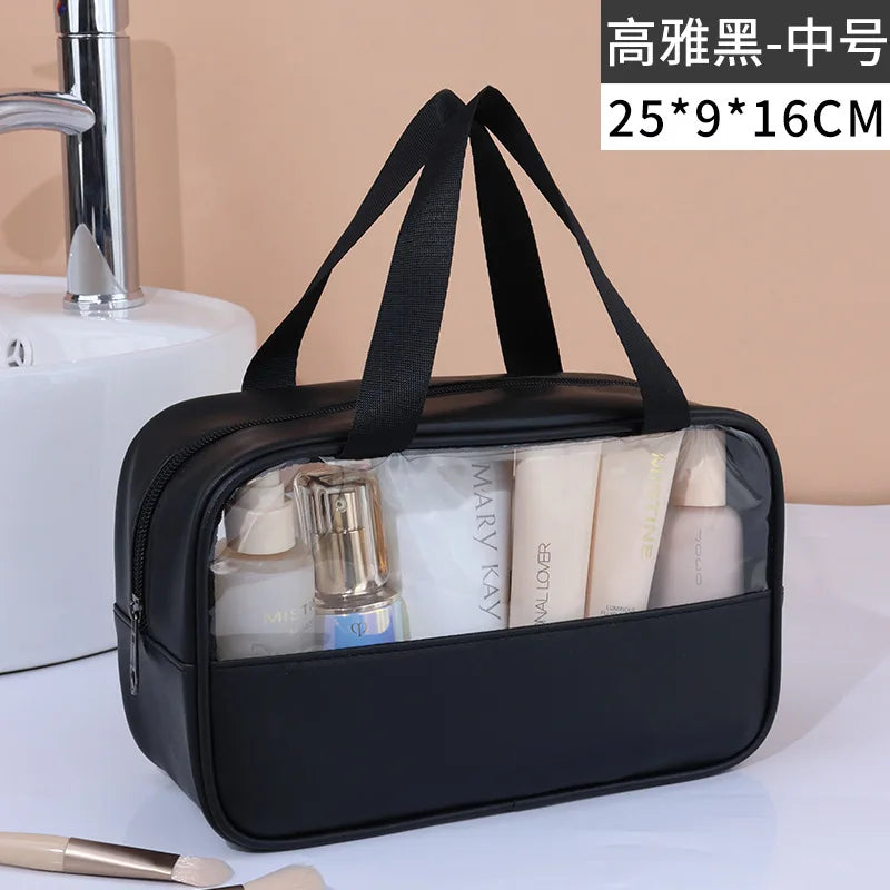 Bolsa cosmética de viagem portátil feminina, bolsa de maquiagem transparente de grande capacidade para banho, multifuncional, à prova d'água, estojo de armazenamento