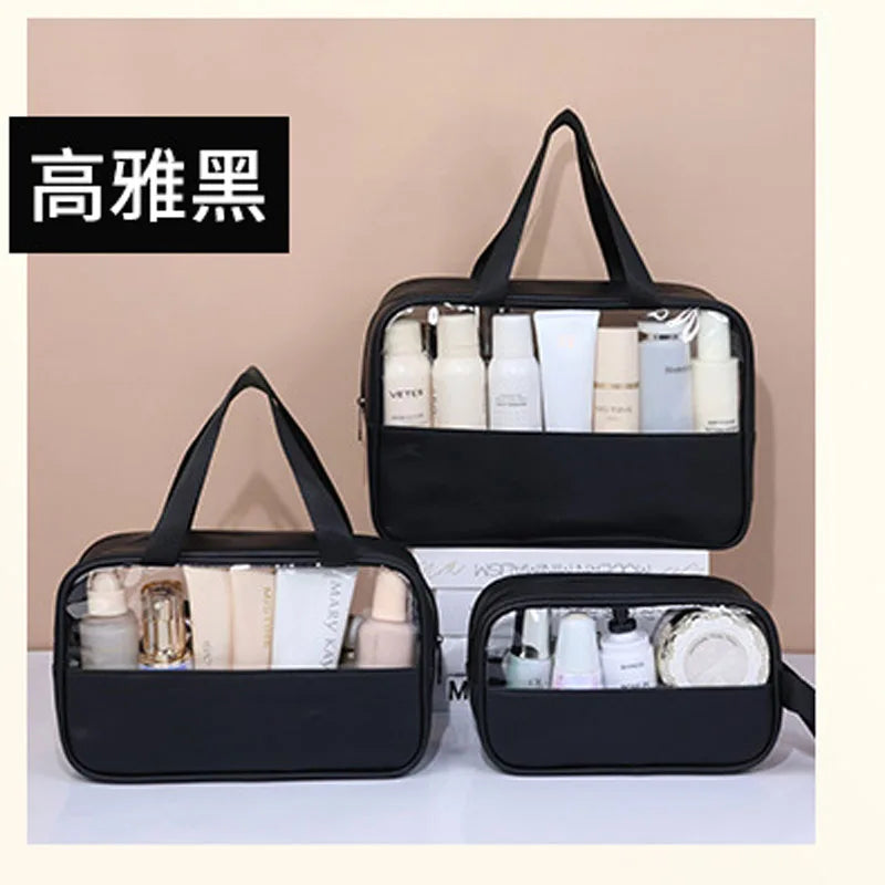Bolsa cosmética de viagem portátil feminina, bolsa de maquiagem transparente de grande capacidade para banho, multifuncional, à prova d'água, estojo de armazenamento