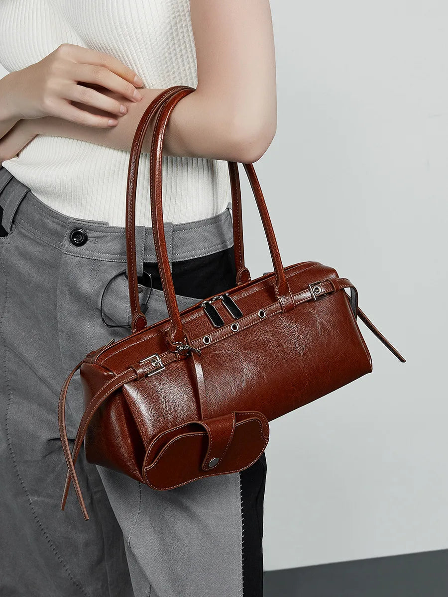 2025 nova bolsa de ombro feminina de couro genuíno luxo senhoras bolsa baguette saco feminino commuter compras axilas saco