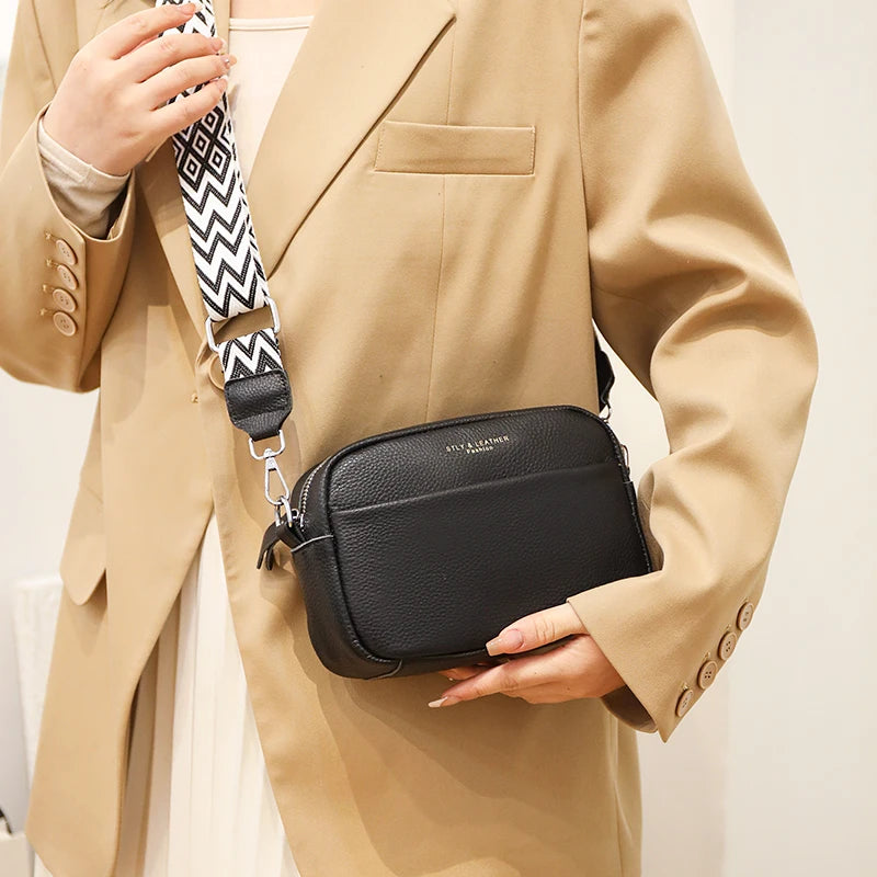 Alta qualidade de couro genuíno das mulheres crossbody sacos ombro 2023 luxo cor sólida bolsa couro vaca feminino mensageiro tote sac