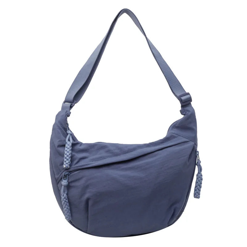 Bolsa de ombro de tecido de náilon nova alta capacidade feminina crossbody saco do mensageiro lazer versátil ombro hobos saco