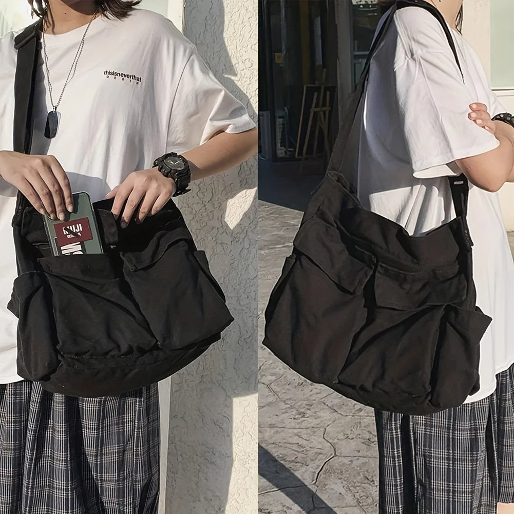 Workwear lona ombro grande capacidade retro messenger bag nova classe estudante messenger bag