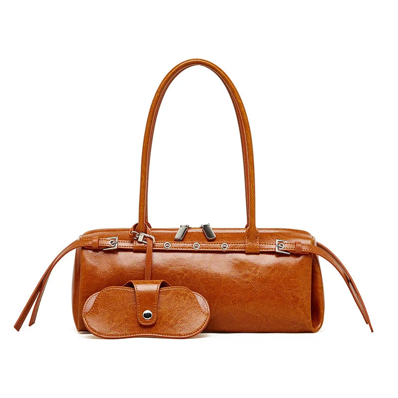 2025 nova bolsa de ombro feminina de couro genuíno luxo senhoras bolsa baguette saco feminino commuter compras axilas saco