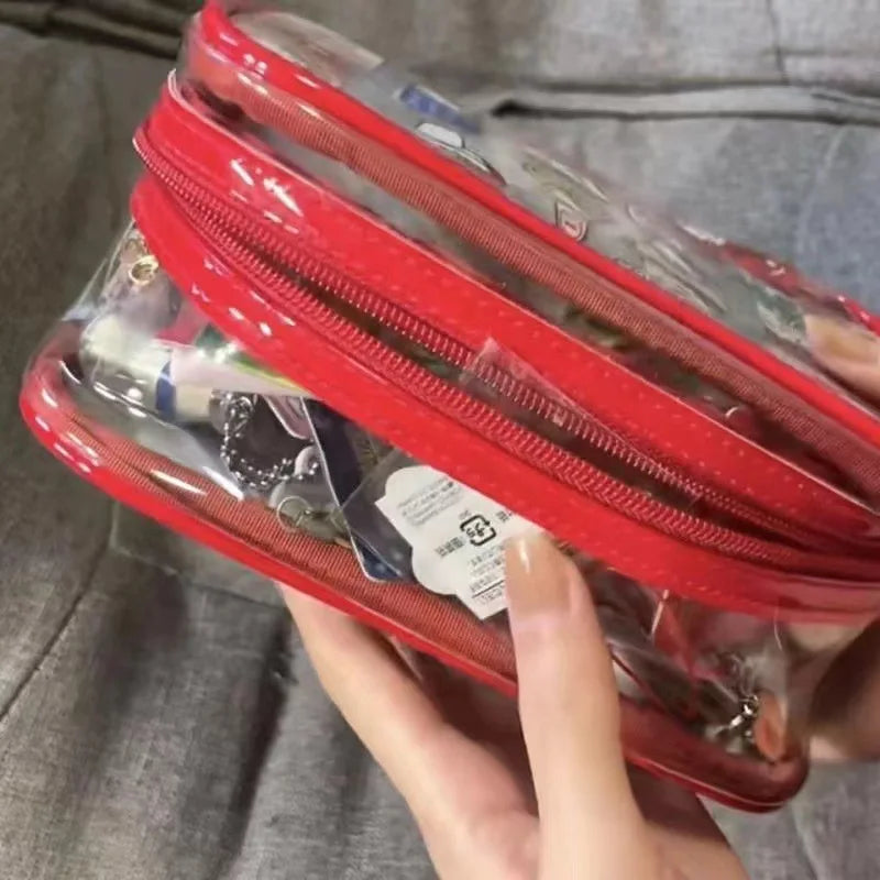 Ins moda coreana hellokitty bolsa de maquiagem pvc transparente grande capacidade à prova dwaterproof água batom saco de armazenamento washbag meninas mulher presente