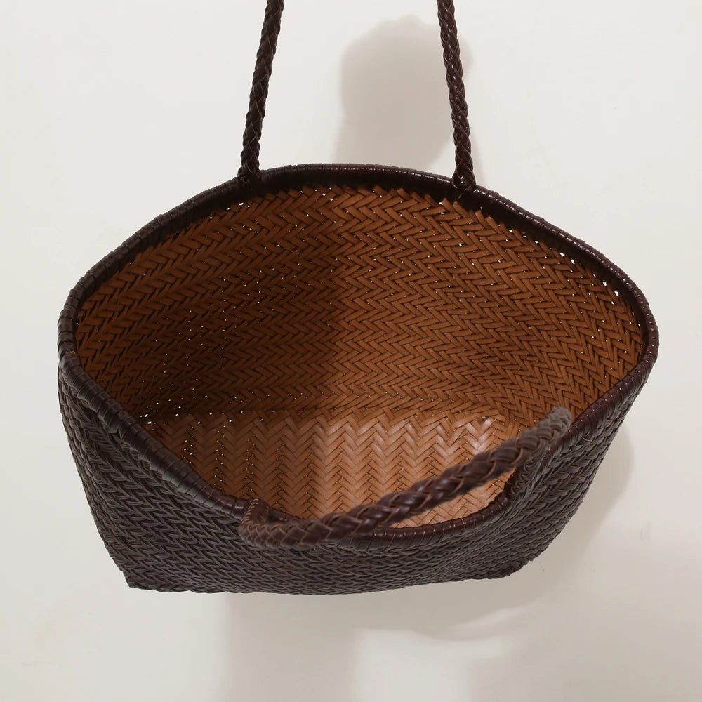 Bolsas femininas de couro genuíno bolsa de ombro tecelagem casual saco de compras vintage grande tote bolsa de mão cruz senhora