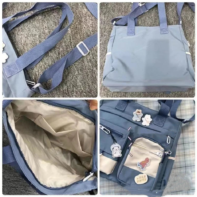 Bolsa de ombro feminina de lona à prova d'água, bolsa mensageiro de nylon para mulheres, bolsa crossbody oxford, sacola de livros para meninas