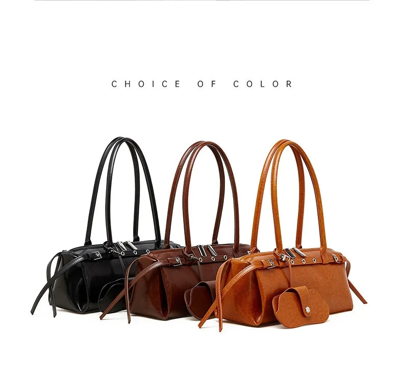 2025 nova bolsa de ombro feminina de couro genuíno luxo senhoras bolsa baguette saco feminino commuter compras axilas saco