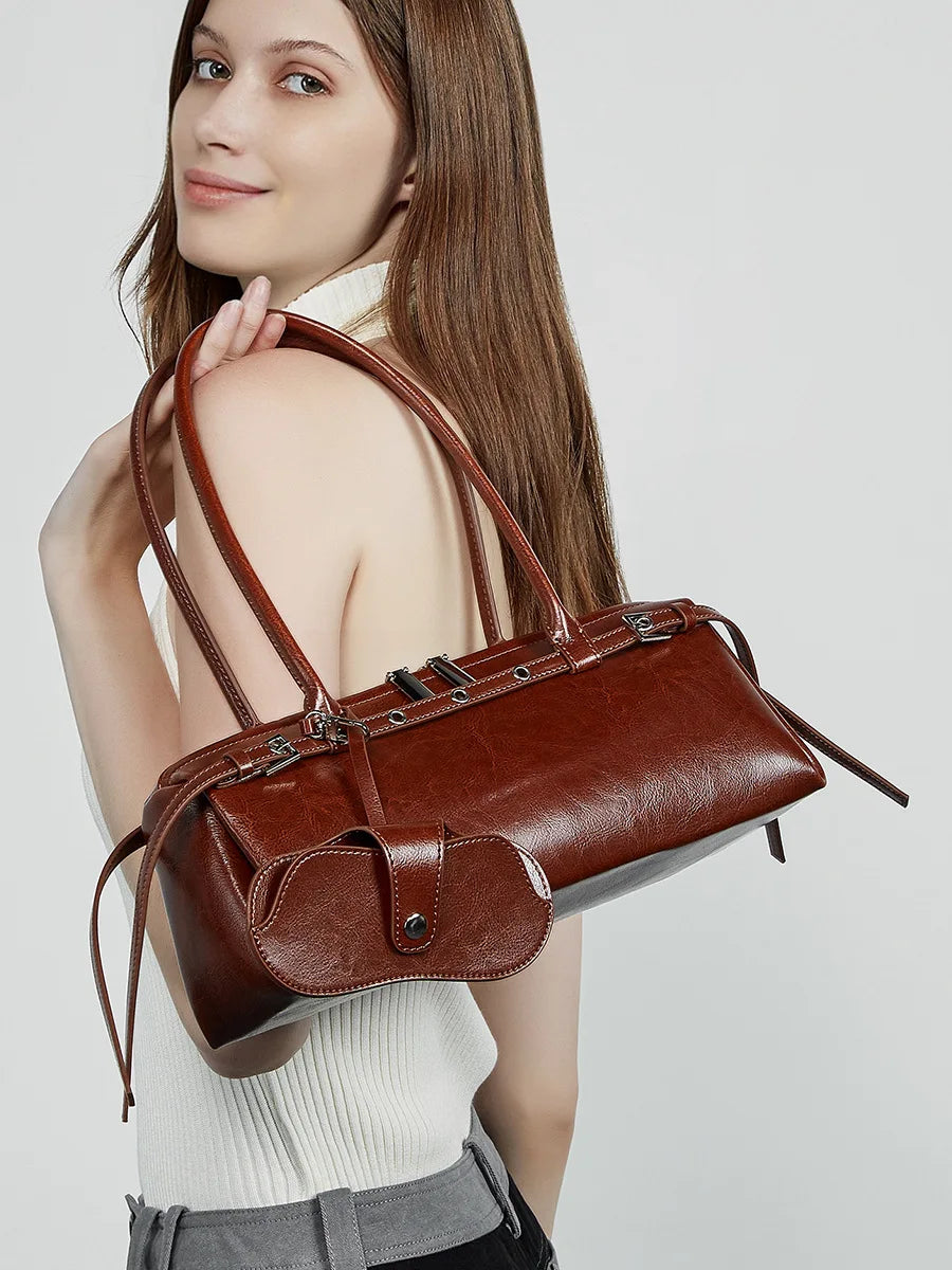 2025 nova bolsa de ombro feminina de couro genuíno luxo senhoras bolsa baguette saco feminino commuter compras axilas saco