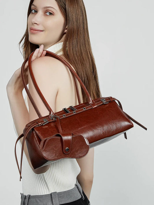 2025 nova bolsa de ombro feminina de couro genuíno luxo senhoras bolsa baguette saco feminino commuter compras axilas saco