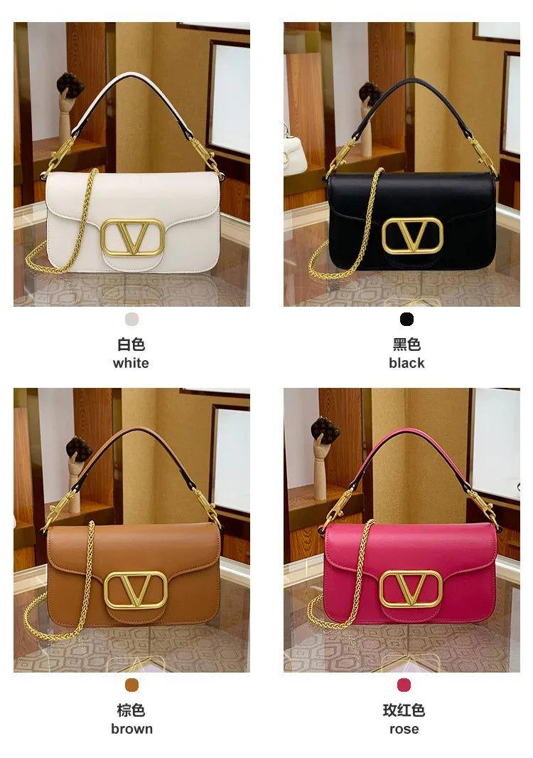 Bolsa feminina de couro de bezerro corrente de um ombro crossbody nova moda e versátil bolsa feminina de alta qualidade