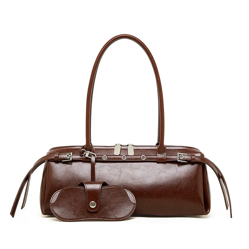 2025 nova bolsa de ombro feminina de couro genuíno luxo senhoras bolsa baguette saco feminino commuter compras axilas saco