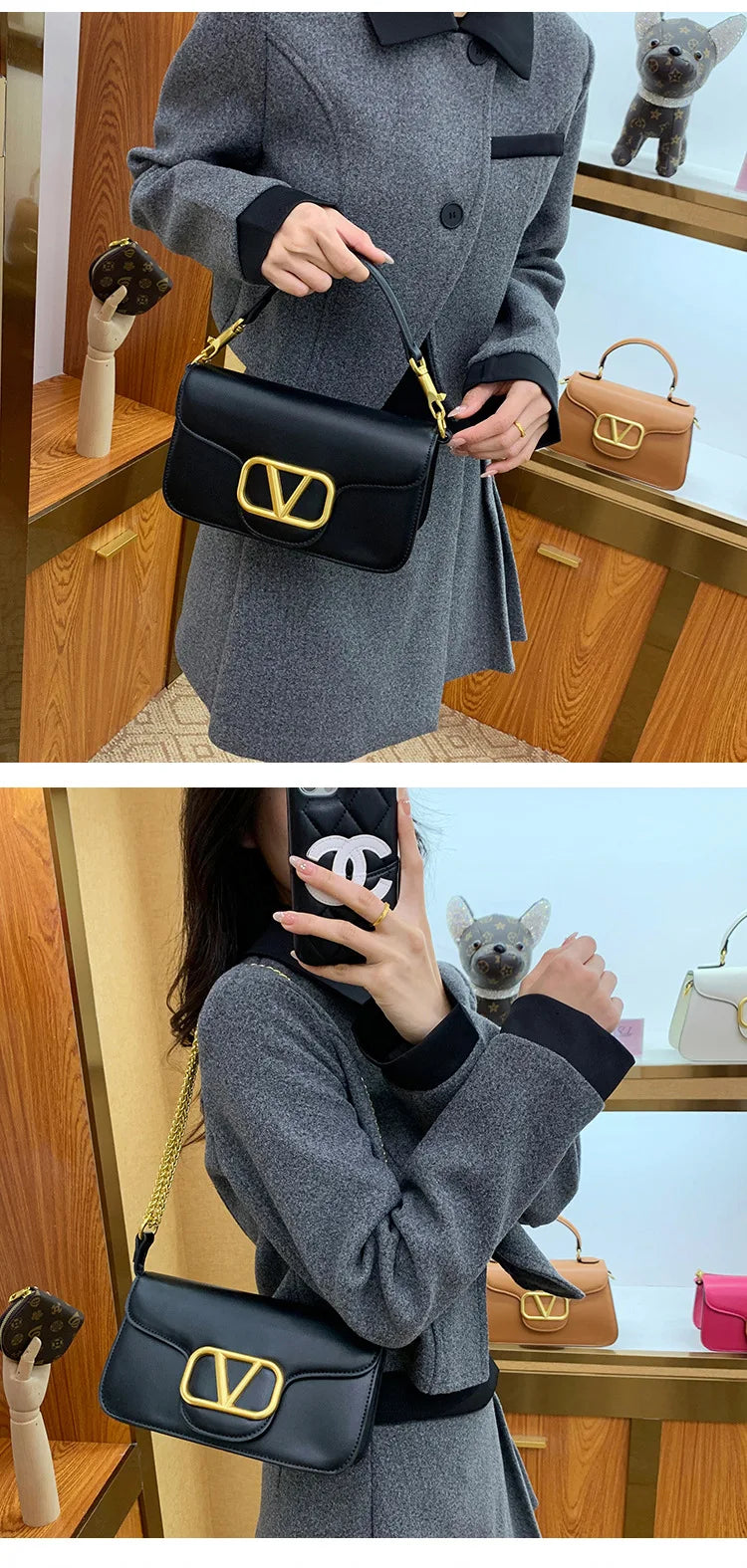 Bolsa feminina de couro de bezerro corrente de um ombro crossbody nova moda e versátil bolsa feminina de alta qualidade