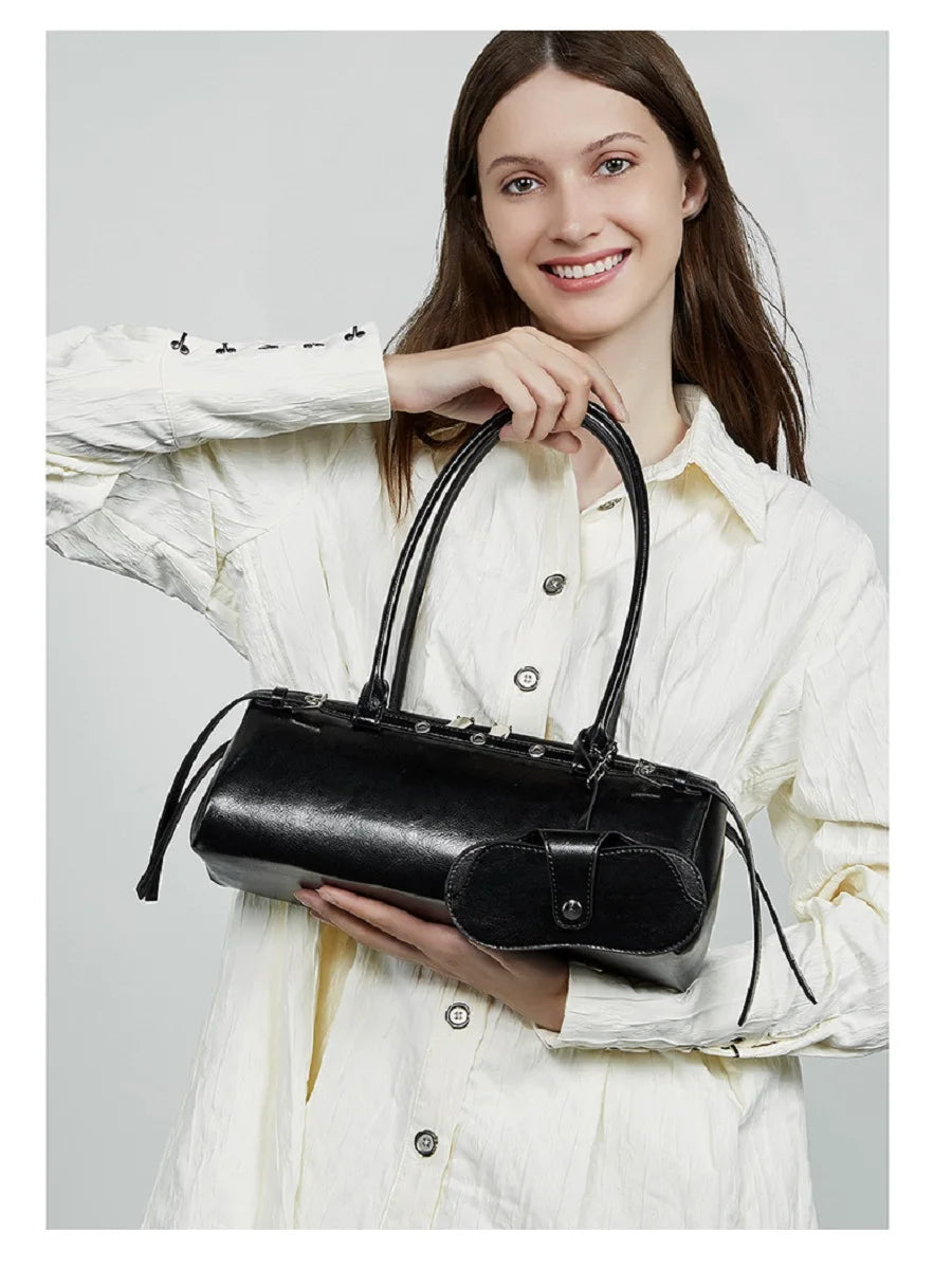 2025 nova bolsa de ombro feminina de couro genuíno luxo senhoras bolsa baguette saco feminino commuter compras axilas saco