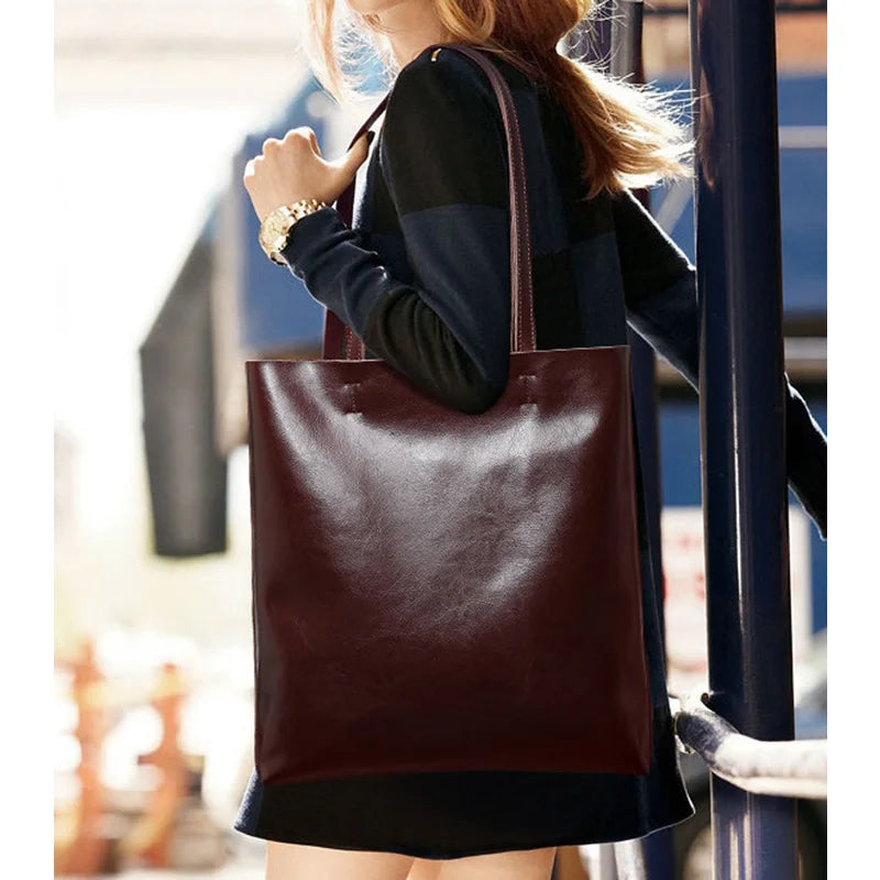 Bolsa de couro de vaca senhoras bolsas de couro genuíno grande bolsa feminina vintage 2023 escritório mão sacos de ombro para mulheres tote