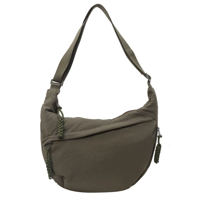 Bolsa de ombro de tecido de náilon nova alta capacidade feminina crossbody saco do mensageiro lazer versátil ombro hobos saco