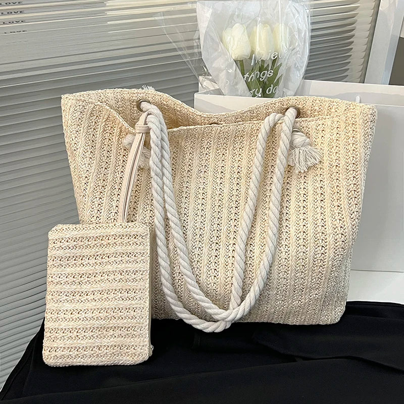 Designer bolsas femininas moda grande capacidade palha sacola verão praia saco casual bali grande bolsa