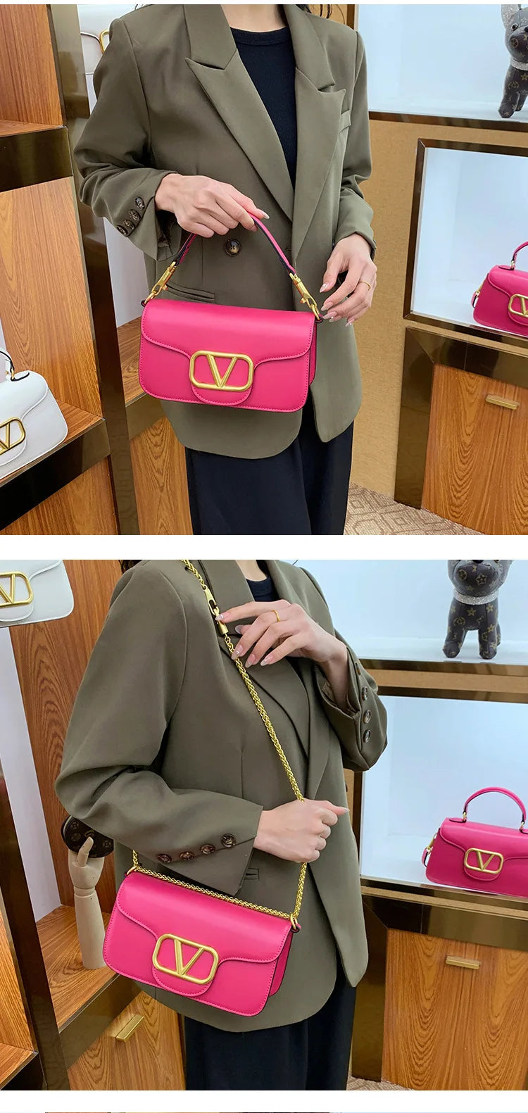 Bolsa feminina de couro de bezerro corrente de um ombro crossbody nova moda e versátil bolsa feminina de alta qualidade