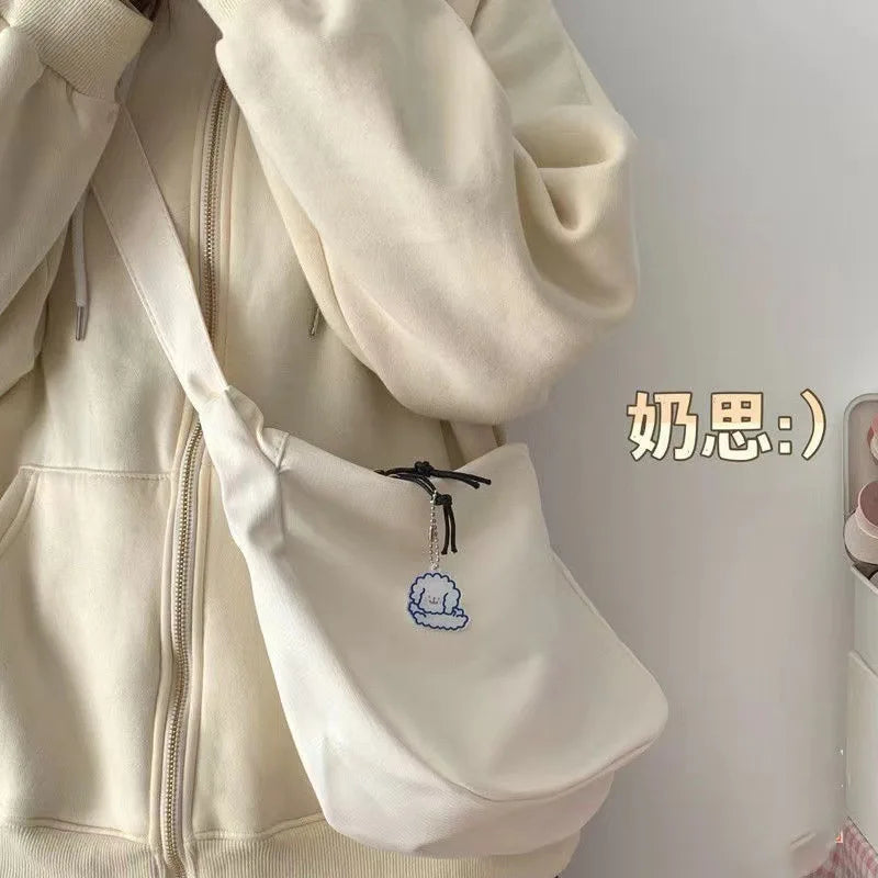 Bolsas crossbody multifuncionais para mulheres, bolsas de ombro monocromáticas para adolescentes, bolsas simples, bolsa de grande capacidade, harajuku, todos os jogos