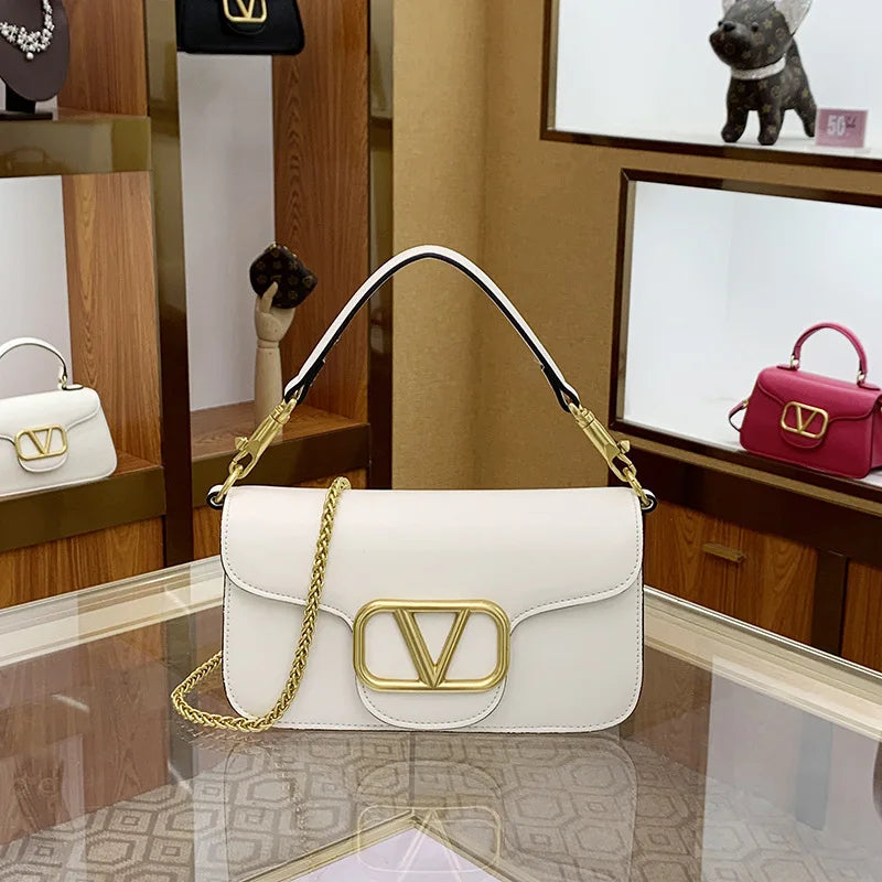 Bolsa feminina de couro de bezerro corrente de um ombro crossbody nova moda e versátil bolsa feminina de alta qualidade