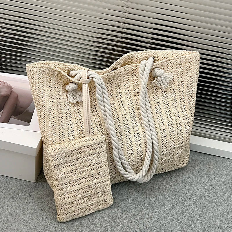 Designer bolsas femininas moda grande capacidade palha sacola verão praia saco casual bali grande bolsa