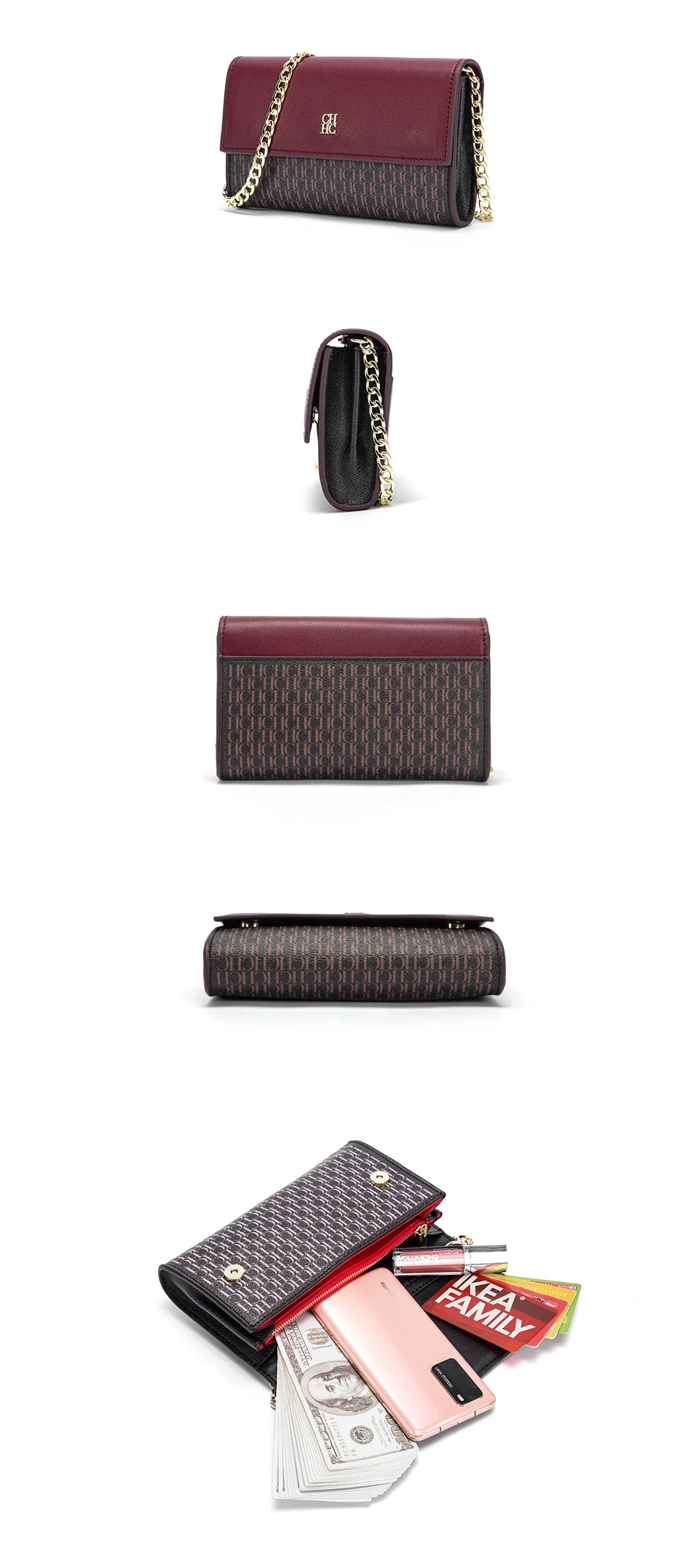 Bolsa de ombro feminina requintada e minimalista com alça de ombro de corrente design versátil para deslocamento e reuniões