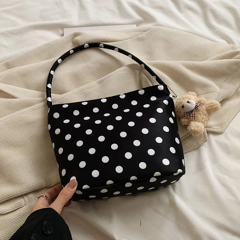 Bolsa de ombro bolinhas com pingente, saco de balde, axila, moda, cor pura, 1pc