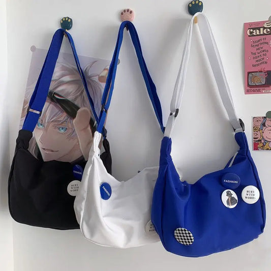 Marca da moda bolsa de ombro versátil feminina, bolsa tiracolo casual, moda coreana e japonesa, azul klein, novo estilo, 2024
