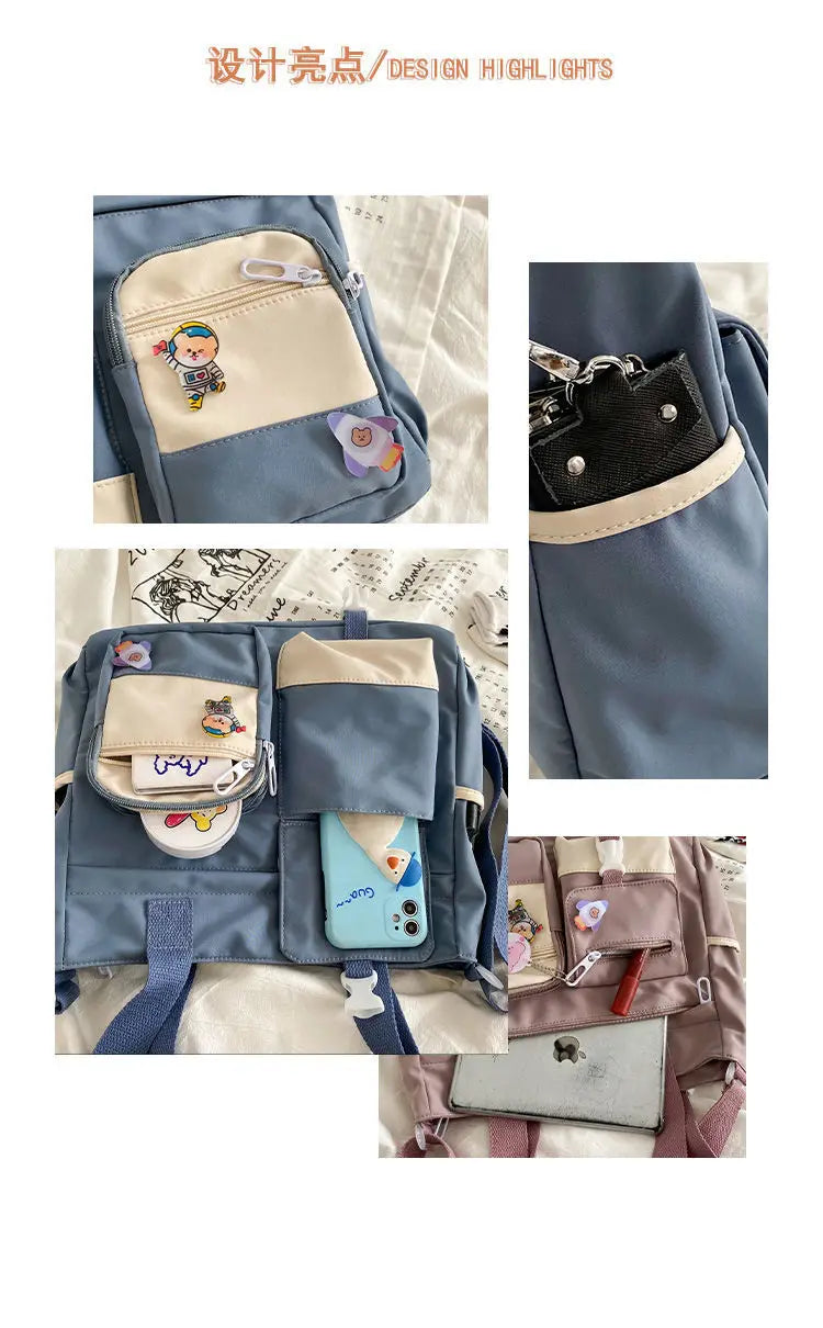 Bolsa de ombro feminina de lona à prova d'água, bolsa mensageiro de nylon para mulheres, bolsa crossbody oxford, sacola de livros para meninas