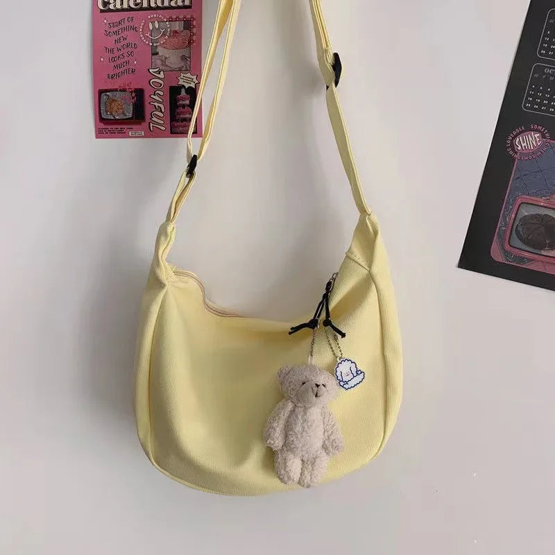 Bolsas crossbody multifuncionais para mulheres, bolsas de ombro monocromáticas para adolescentes, bolsas simples, bolsa de grande capacidade, harajuku, todos os jogos