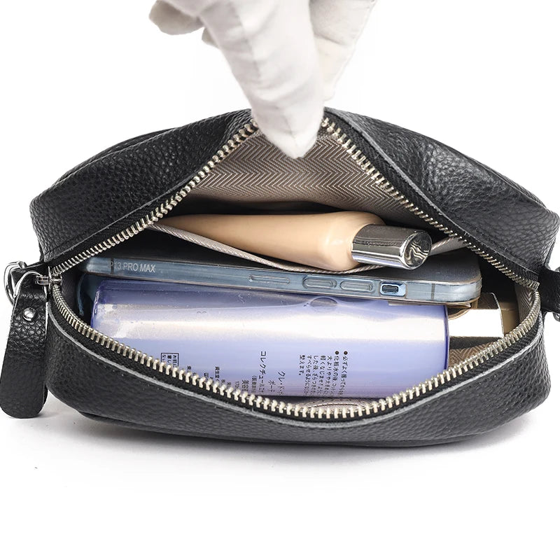 Alta qualidade de couro genuíno das mulheres crossbody sacos ombro 2023 luxo cor sólida bolsa couro vaca feminino mensageiro tote sac