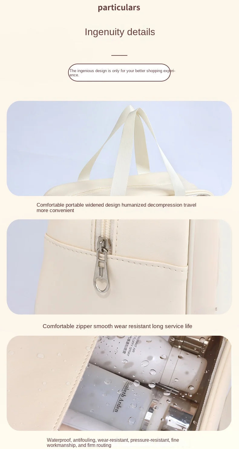 Bolsa cosmética de viagem portátil feminina, bolsa de maquiagem transparente de grande capacidade para banho, multifuncional, à prova d'água, estojo de armazenamento