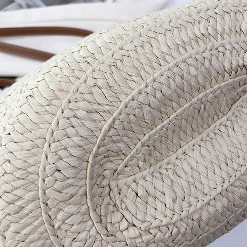 Bolsa de ombro feminina grande capacidade verão palha tecido cesta bolsa moda feminina designer luxo saco praia bali shopper tote