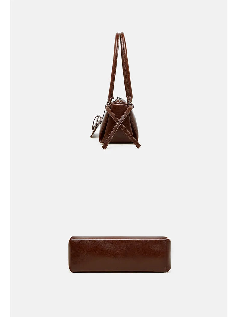 2025 nova bolsa de ombro feminina de couro genuíno luxo senhoras bolsa baguette saco feminino commuter compras axilas saco