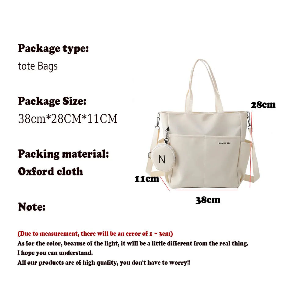 Bolsa feminina impermeável de ombro crossbody, bolsa tote oxford para estudantes, bolsa feminina para mulheres