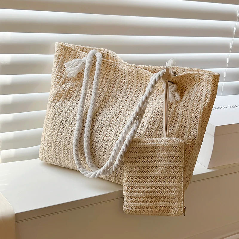 Designer bolsas femininas moda grande capacidade palha sacola verão praia saco casual bali grande bolsa