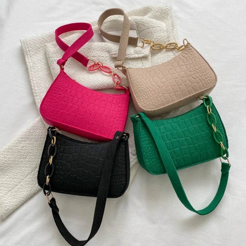 Bolsa de axilas de couro PU feminina, bolsa Hobos retrô, monocromática, casual, moda, nova
