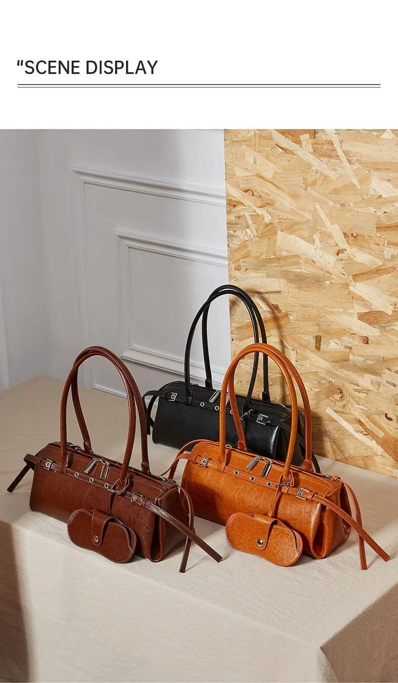 2025 nova bolsa de ombro feminina de couro genuíno luxo senhoras bolsa baguette saco feminino commuter compras axilas saco
