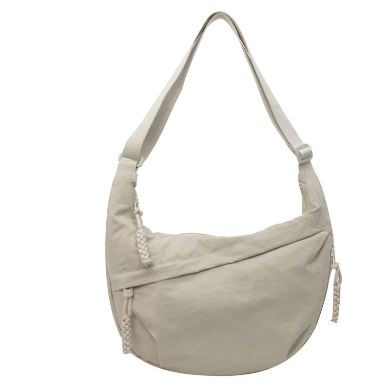 Bolsa de ombro de tecido de náilon nova alta capacidade feminina crossbody saco do mensageiro lazer versátil ombro hobos saco