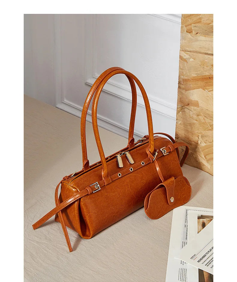 2025 nova bolsa de ombro feminina de couro genuíno luxo senhoras bolsa baguette saco feminino commuter compras axilas saco