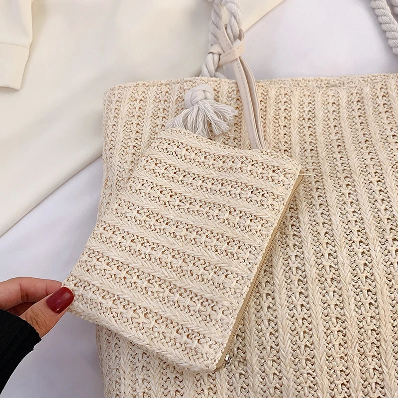 Designer bolsas femininas moda grande capacidade palha sacola verão praia saco casual bali grande bolsa