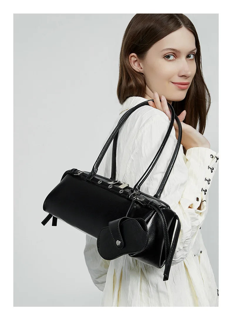 2025 nova bolsa de ombro feminina de couro genuíno luxo senhoras bolsa baguette saco feminino commuter compras axilas saco