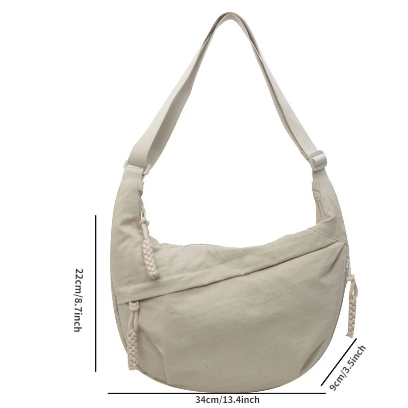 Bolsa de ombro de tecido de náilon nova alta capacidade feminina crossbody saco do mensageiro lazer versátil ombro hobos saco