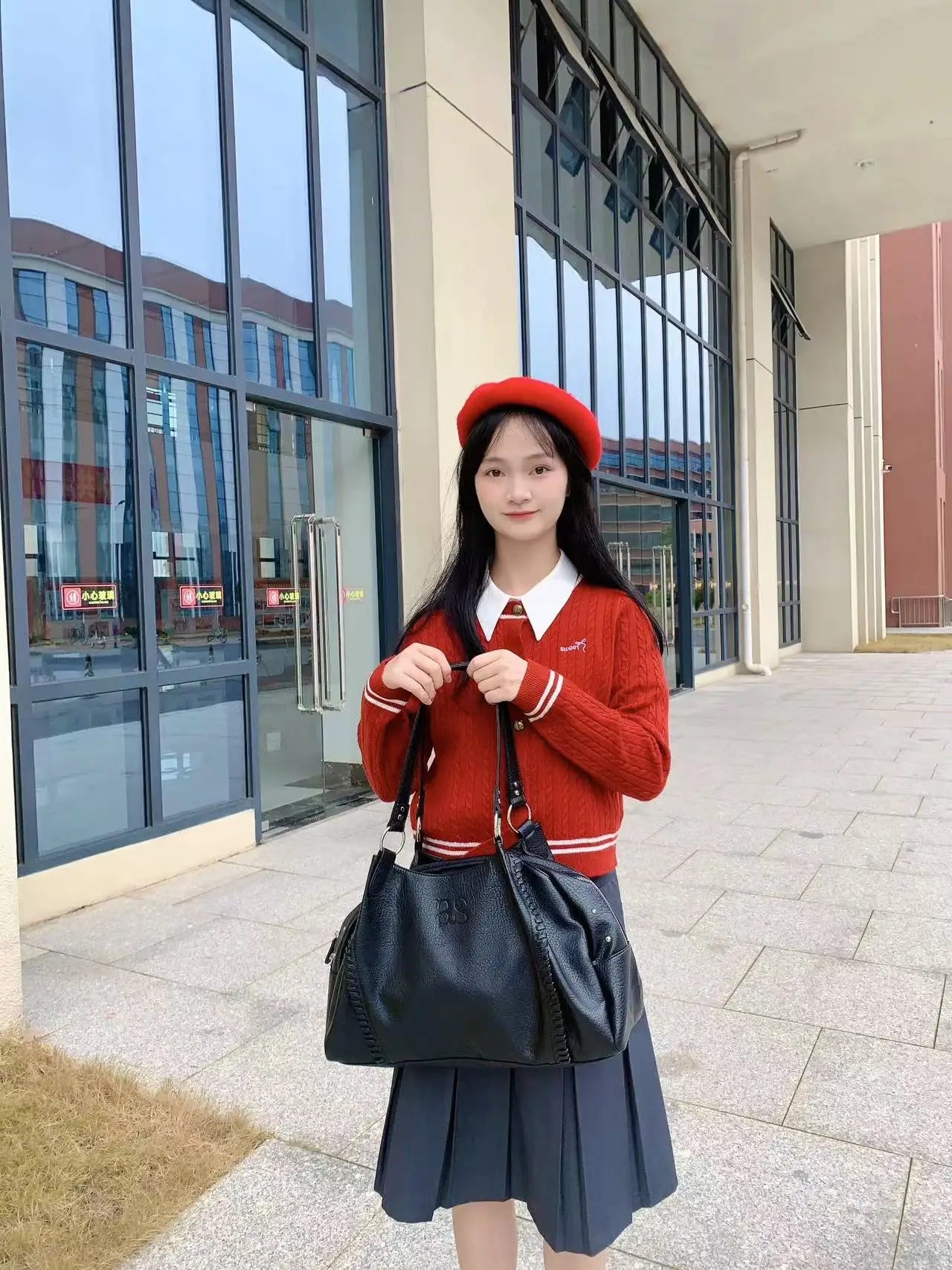 Nicho coreano ASON 24FW couro mini motocicleta bolsa de ombro único axila bolsa de grande capacidade