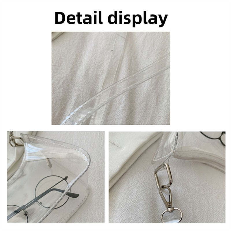 Bolsa de ombro de gelatina transparente para mulheres, bolsas pequenas com zíper nas axilas Y2K e bolsa da moda
