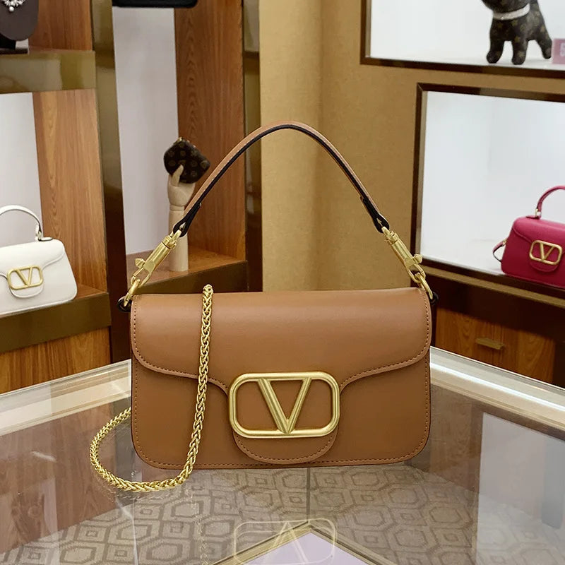 Bolsa feminina de couro de bezerro corrente de um ombro crossbody nova moda e versátil bolsa feminina de alta qualidade